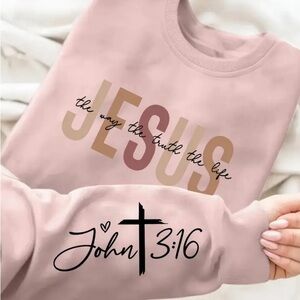 {NEW} Women's Pink Faith Inspired Sweater Medium